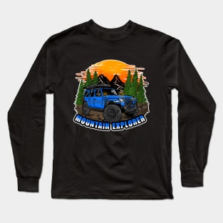 Mountain Explorer Blue Jeep Wrangler Rubicon Long Sleeve T-Shirt